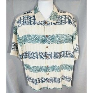 Tommy Bahama Linen/Silk Hawaiian Shirt Mens Size Med‎ White Yellow Green Blue